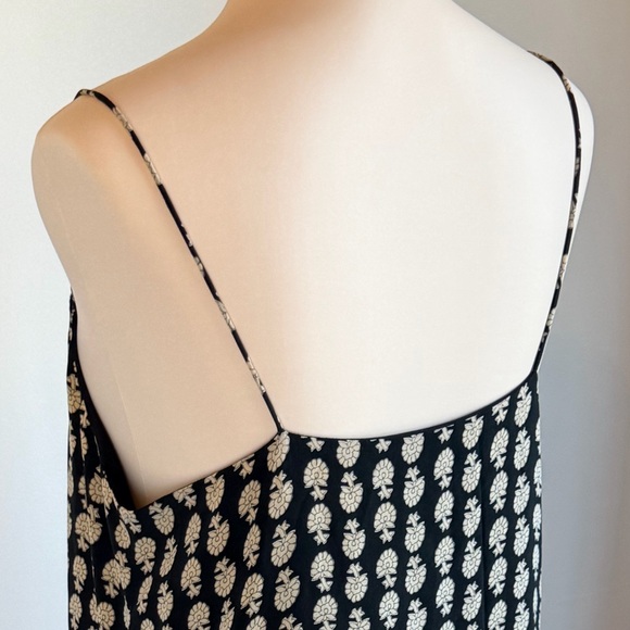 Madewell 100% Silk Medium Black and Cream Patterned Midi Dress - Picture 5 of 11